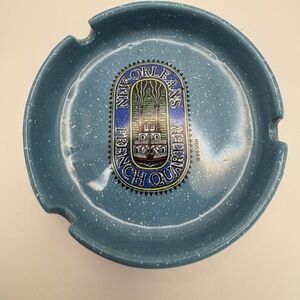 Vintage New Orleans French Quarter Blue Collector Ashtray Decorative Souvenir